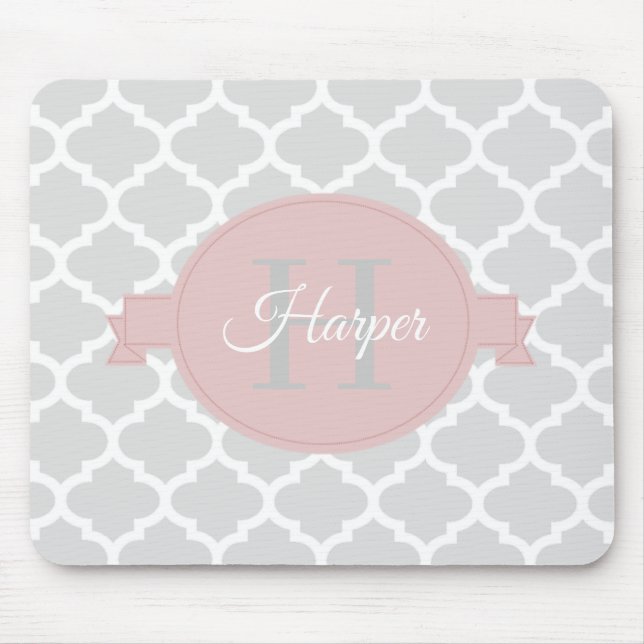 Pink Quatrefoil Personalisiert Mouse Pad Mousepad (Vorne)