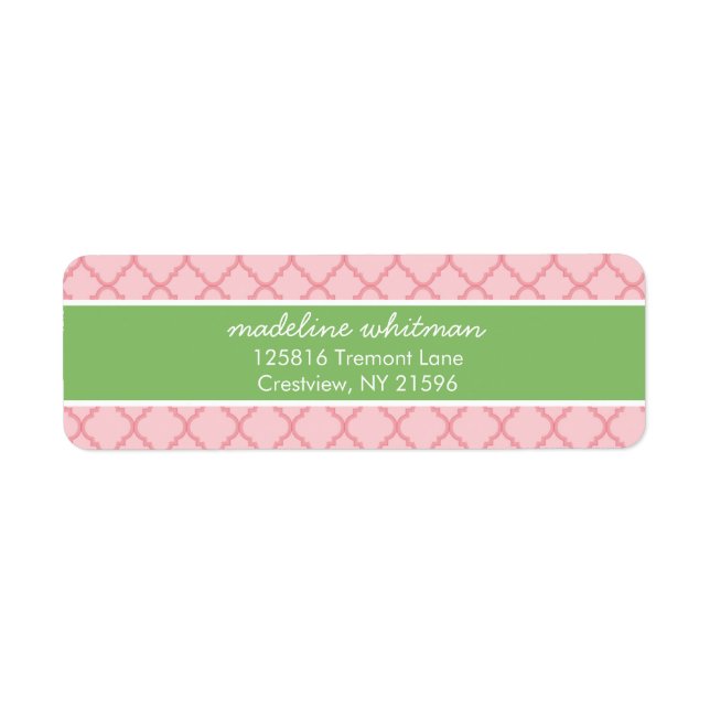 Pink Quatrefoil Pink and Green | Preppy Address (Vorne)