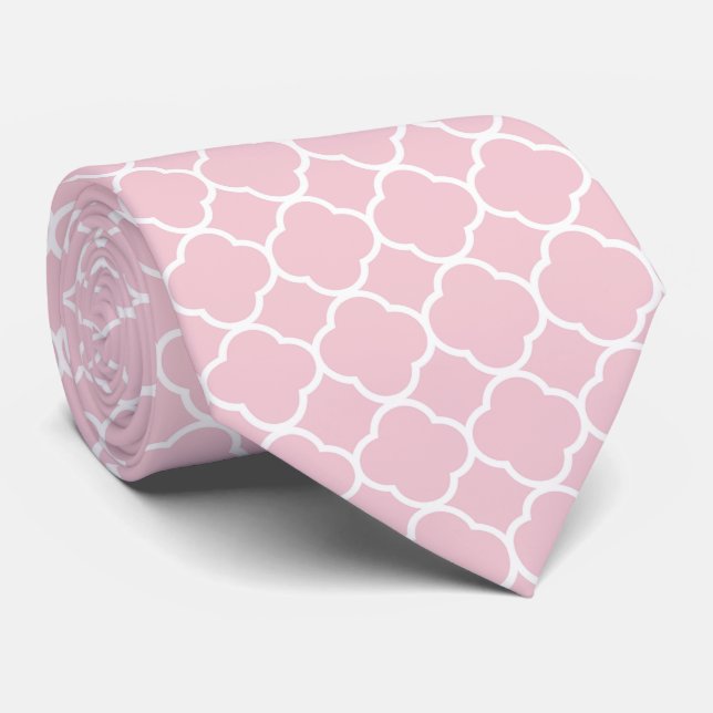 Pink Quatrefolie, Latticework, marokkanischer Trel Krawatte (Gerollt)
