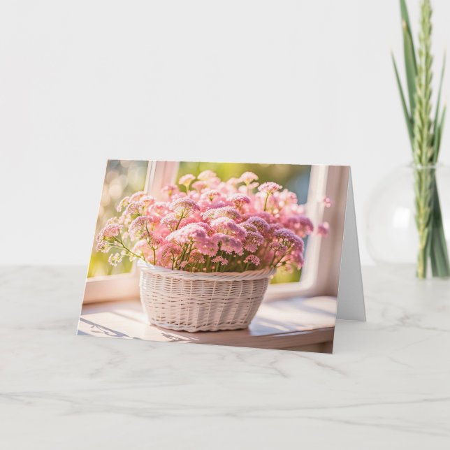 Pink Queen Anne's Lace Birthday Karte (Vorderseite)