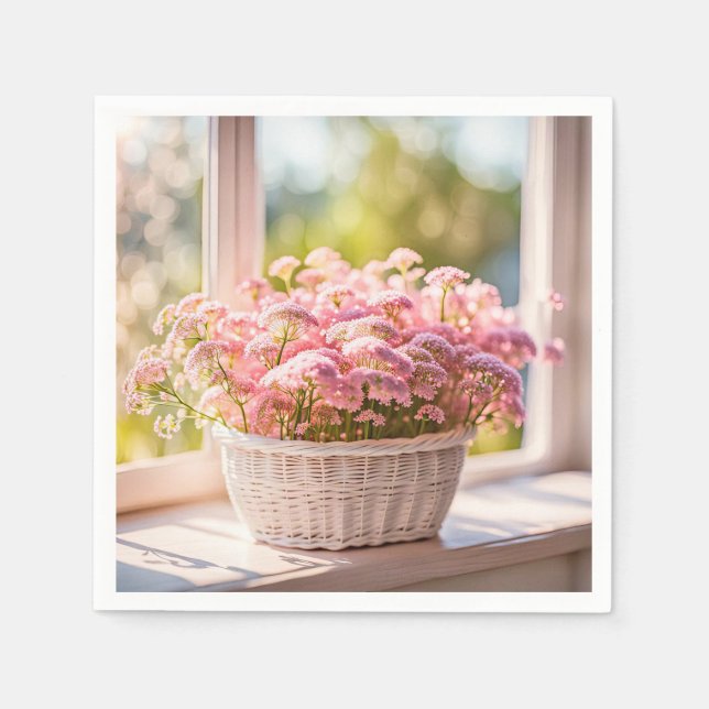 Pink Queen Anne's Lace Bouquet Serviette (Vorderseite)