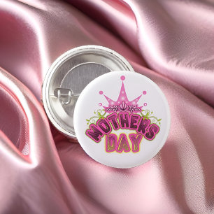 Pink Queen Crown Happy Mütter Tag Button