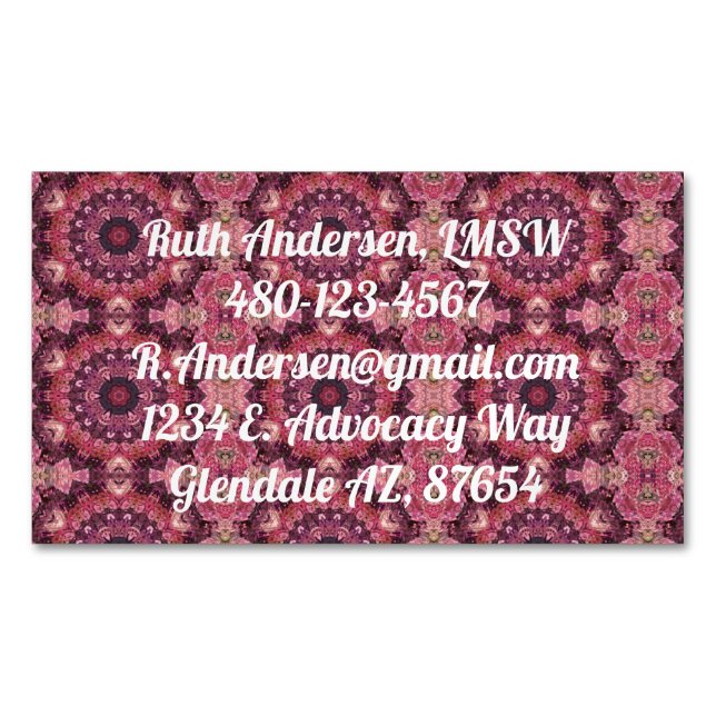 Pink Quilt Magnetische Visitenkarte (Vorderseite)