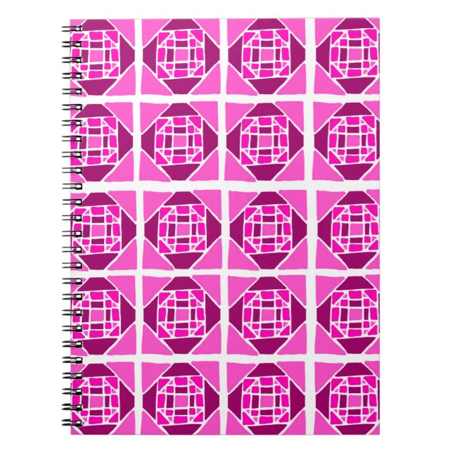 Pink-Quiltmuster-Notebook Notizblock (Vorderseite)