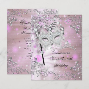 Pink Quinceanera 15. Geburtstag Tiara Masquerade Einladung