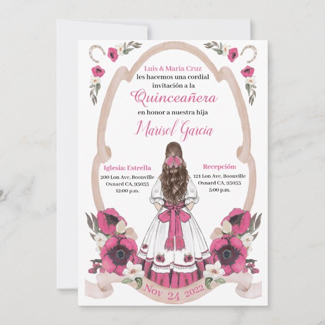 Pink  Quinceanera Charra, Rancho Charro Western (Vorderseite)