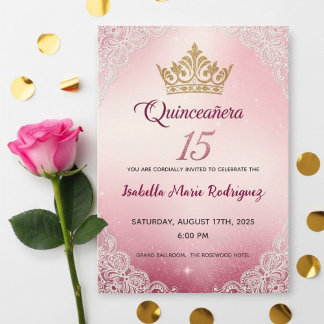 Pink Quinceañera Invitations Einladung