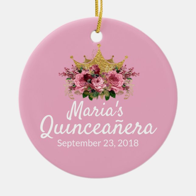Pink Quinceañera Keepake Ornament (Vorne)