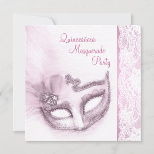 Pink Quinceanera Masquerade Party Einladung