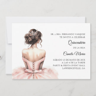 Pink Quinceañera Spanische Einladung