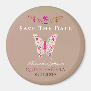 Pink Quinceañera Speichern Sie das Datum Magnet