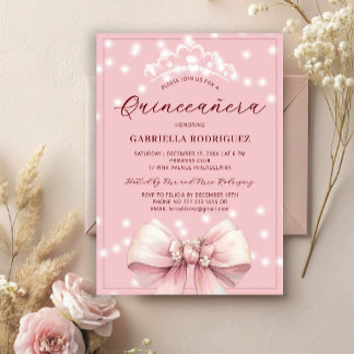 Pink Quinceanera tiara elegant 15. Geburtstag Einladung