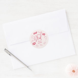 Pink Quirky Doodle Graduation Party Gefallen Runder Aufkleber