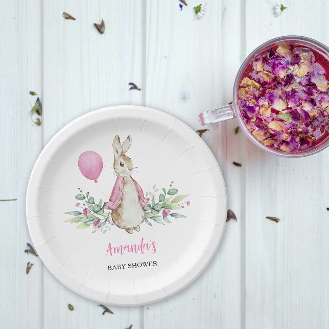 Pink Rabbit Babydusche Pappteller (Von Creator hochgeladen)