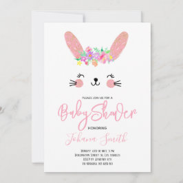 Pink Rabbit Face Baby Dusche Einladung