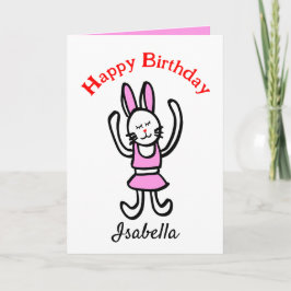 Pink Rabbit Happy Birthday Personalisiert Card Ankündigung