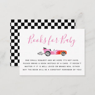 Pink Race Car Babydusche Anfrage Begleitkarte