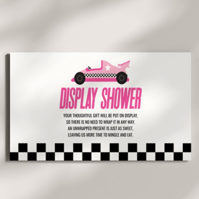 Pink Race Car Babydusche Begleitkarte (Von Creator hochgeladen)