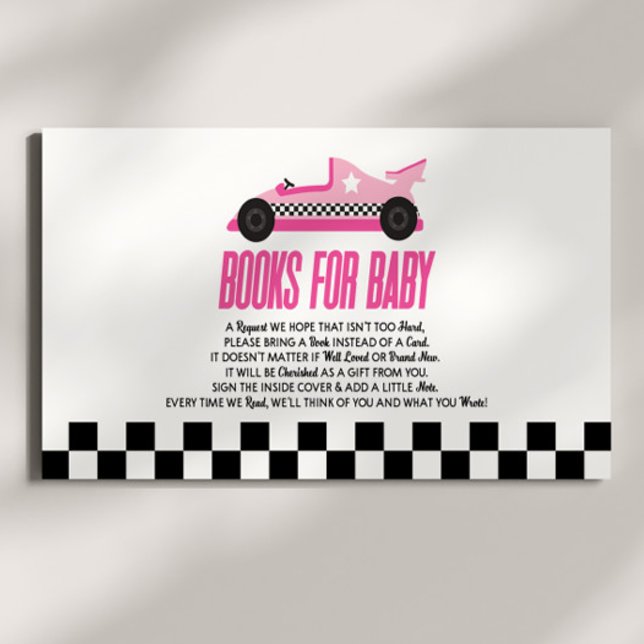 Pink Race Car Babydusche Bücher für Baby Begleitkarte (Von Creator hochgeladen)