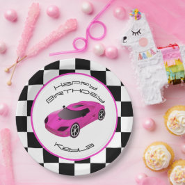 Pink Race Car | Custom Birthday Party Pappteller