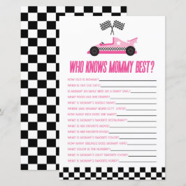 Pink Race Car, der Mommy Baby Shower Game kennt