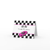 Pink Race Car | Geburtstagsparty Dankeschön Karte
