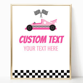 Pink Race Car Racececar Benutzerdefiniertes Party Poster