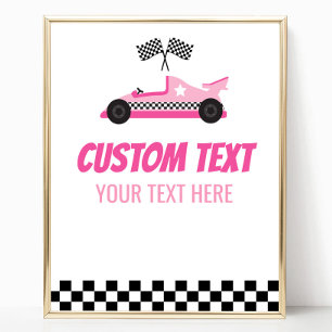 Pink Race Car Racececar Benutzerdefiniertes Party  Poster