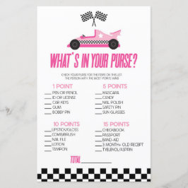 Pink Race Car Was ist in Purse Baby Shower Game
