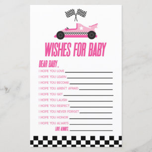 Pink Race Car wünscht sich ein Baby Dusche Spiel