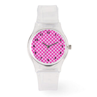 Pink Racing Checkered Design Watches Armbanduhr