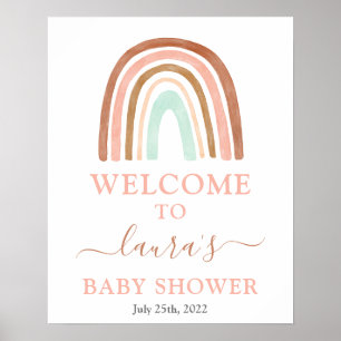 Pink Rainbow Baby Dusche Begrüßungszeichen Poster