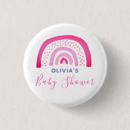 Pink Rainbow Baby Dusche Button
