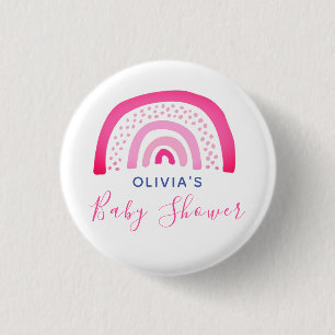 Pink Rainbow Baby Dusche Button