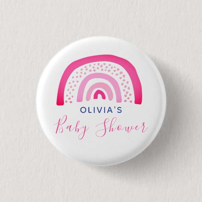 Pink Rainbow Baby Dusche Button (Vorderseite)