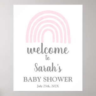 Pink Rainbow Baby Shower Boy Begrüßungszeichen Poster