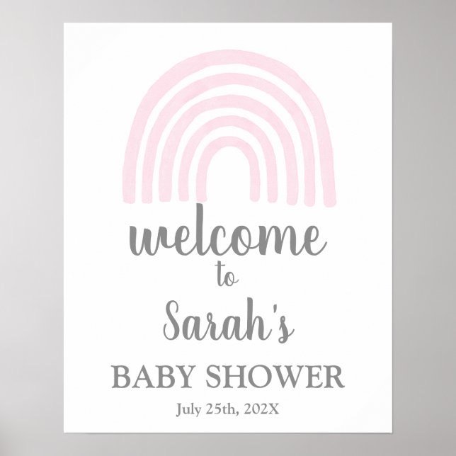 Pink Rainbow Baby Shower Boy Begrüßungszeichen Poster (Vorne)