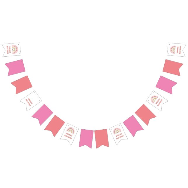 Pink Rainbow Birthday Banner - Individuelle Name B (Alle)
