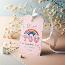 Pink Rainbow Birthday Thank You Gift Tag