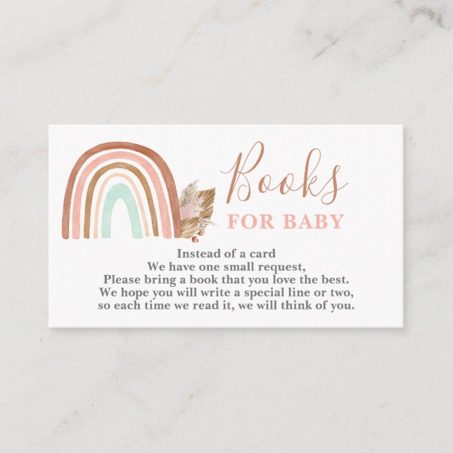 Pink Rainbow Books for Baby Girl card Begleitkarte (Vorderseite)