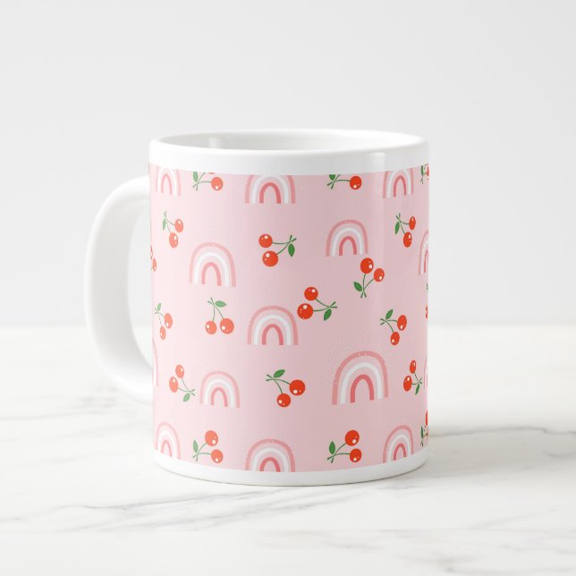 Pink Rainbow Chertern Muster Jumbo-Tasse (Vorderseite Links)