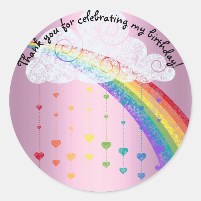 PINK RAINBOW CLOUUES DANK IHNEN KINDER STICKER (Vorderseite)