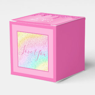 Pink Rainbow Glitzer Personalisiert I Liebe You Gi Geschenkschachtel
