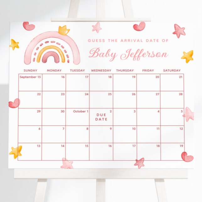 Pink Rainbow Guess Due Datum Kalender Post Poster (Von Creator hochgeladen)