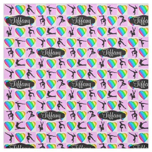 PINK RAINBOW HÖRT PERSONALISIERT GYMNAST FABRIC STOFF (Muster)