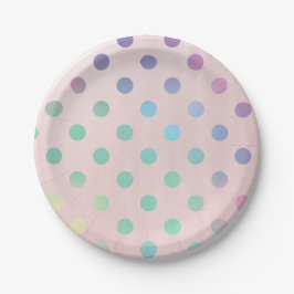 Pink Rainbow Pastel Polka Dots Geburtstagsparty Pappteller