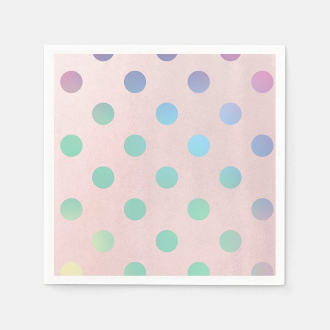 Pink Rainbow Pastel Polka Dots Geburtstagsparty Serviette (Vorderseite)