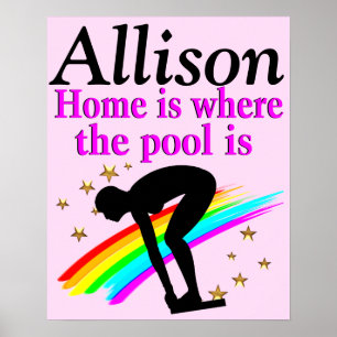 PINK RAINBOW PERSONALISIERT SWIMMER POSTER