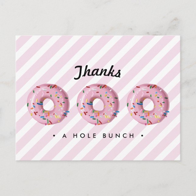 Pink Rainbow Sprinkle Donut Danke Karte (Vorderseite)