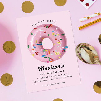 Pink Rainbow Sprinkle Donut Geburtstagsparty Einladung